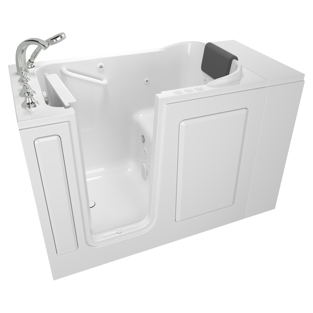 Baignoire à porte de 28 x 48 pouces avec systèmes combinés de spa à air et de à remous, série gelcoat de première qualité - Vidange à gauche avec robinet